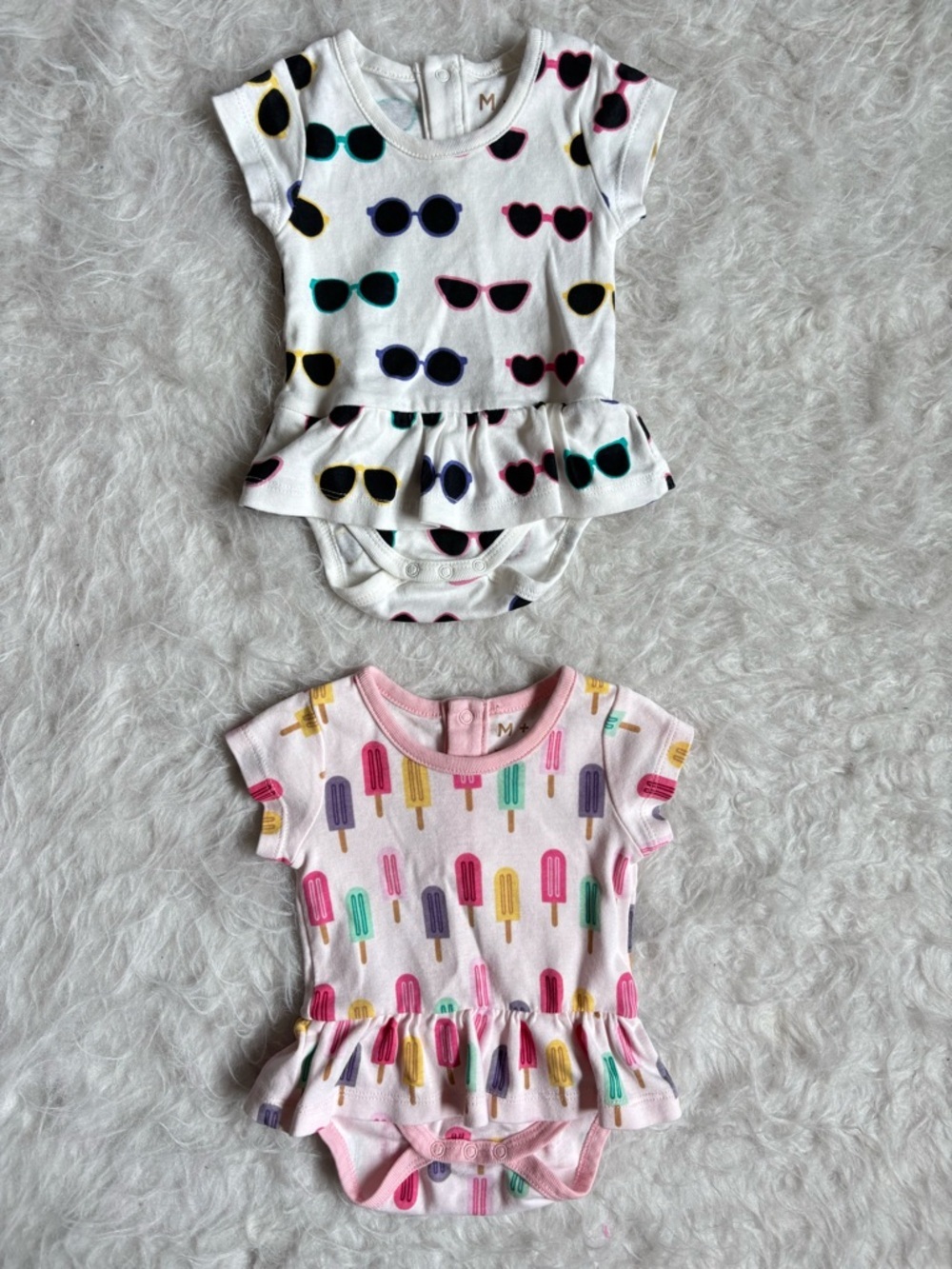Monica + Andy Peplum Baby Summer Sunglasses & Popsicle AOP Bodysuits